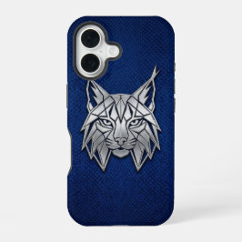 Funda Para iPhone 16 Silver Chrome Geometric Lynx Blue Python iPhone