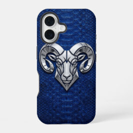 Funda Para iPhone 16 Silver Chrome Geometric Ram Blue Python iPhone