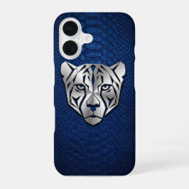 Funda Para iPhone 16 Silver Geometric Leopard Blue Snakeskin iPhone 16 