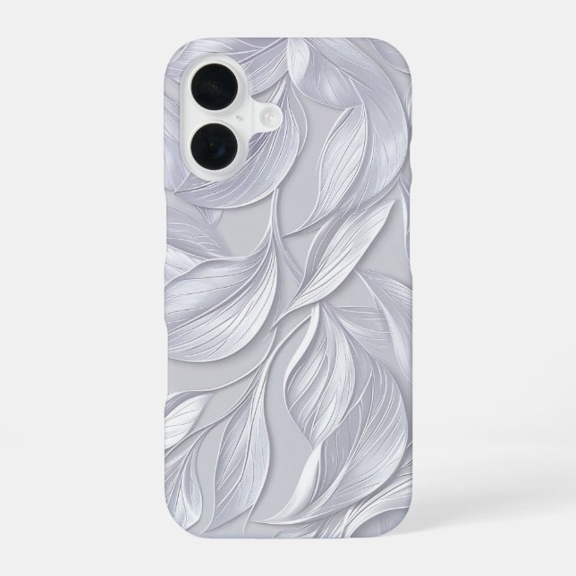 Funda Para iPhone 16 Silver Leaf Elegant Pattern (Reverso )