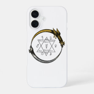 Funda Para iPhone 16 Símbolo Ouroboros de oro y plata