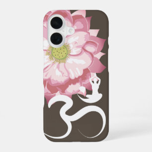 Funda Para iPhone 16 Símbolo rosa Lotus de flor Yoga Om blanco Zen