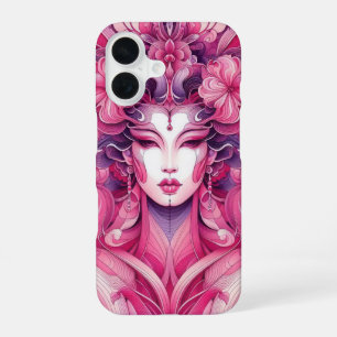 Funda Para iPhone 16 Simétrica abstracta oriental Geisha flores rosas