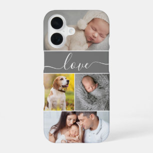 Funda Para iPhone 16 Simple foto collage Amor escritura Personalizado