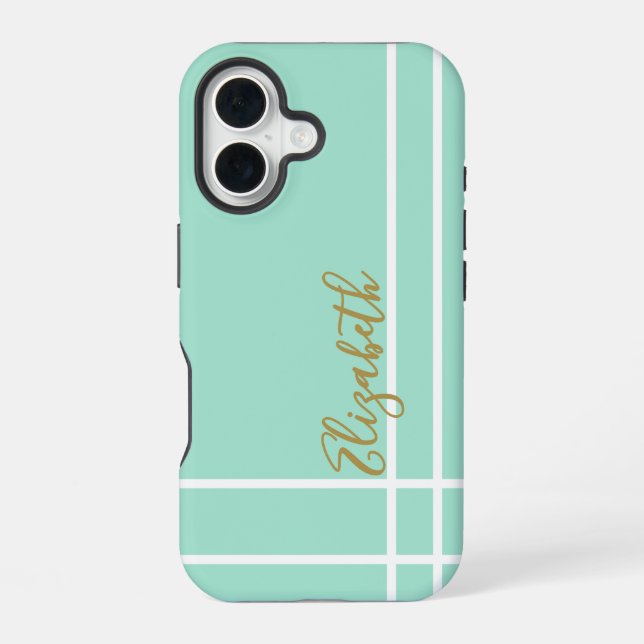 Funda Para iPhone 16 Simple mint green minimalist custom name ladies  (Reverso )