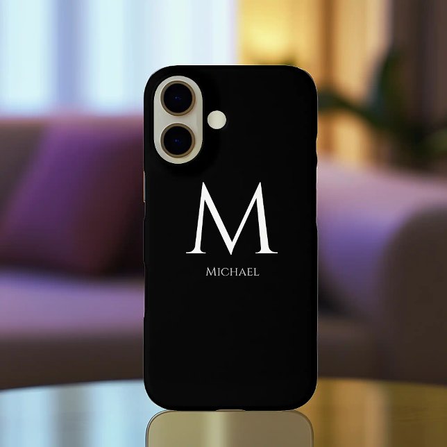 Funda Para iPhone 16 Simple Monograma Moderno (Minimalist monogram Iphone 16 case)