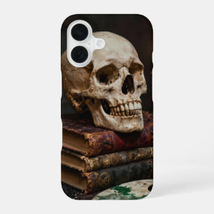 Funda Para iPhone 16 Skull on Old Books Dark Academia Case