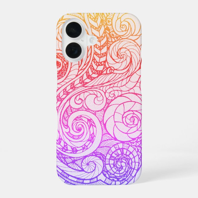 Funda para iPhone 16 Slim Rainbow Doodle (Reverso )