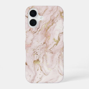 Funda Para iPhone 16 Soft Blush Pink & Liquid Gold Marble Case iPhone