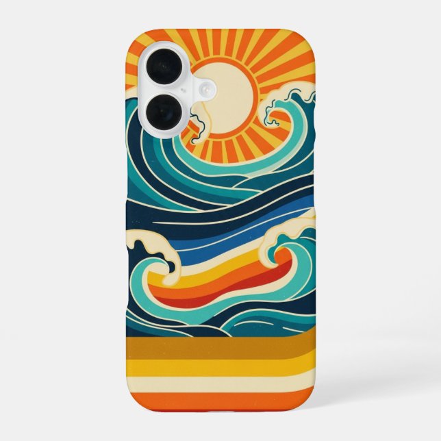 Funda Para iPhone 16 Sol y olas retro (Reverso )