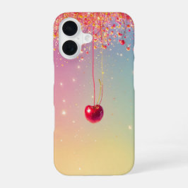 Funda Para iPhone 16 Sparkling Heart & Cherry Romantic Phone Case