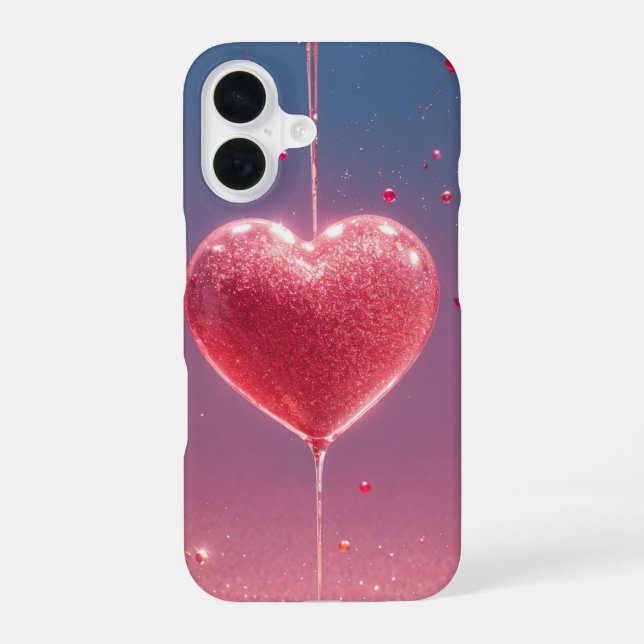 Funda Para iPhone 16 Sparkling Heart & Cherry Romantic Phone Case (Reverso )