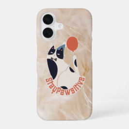 Funda Para iPhone 16 Stay Pawsitive Tuxedo Cat Warm Aesthetic 