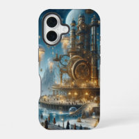 Steampunk Futurista ciudad antigua con medusas