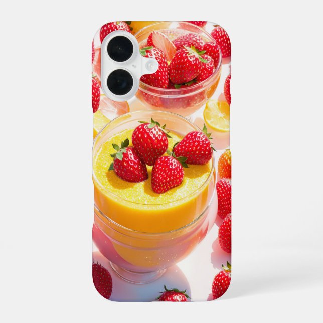 Funda Para iPhone 16 Strawberry Lemon Dessert Phone Case (Reverso )