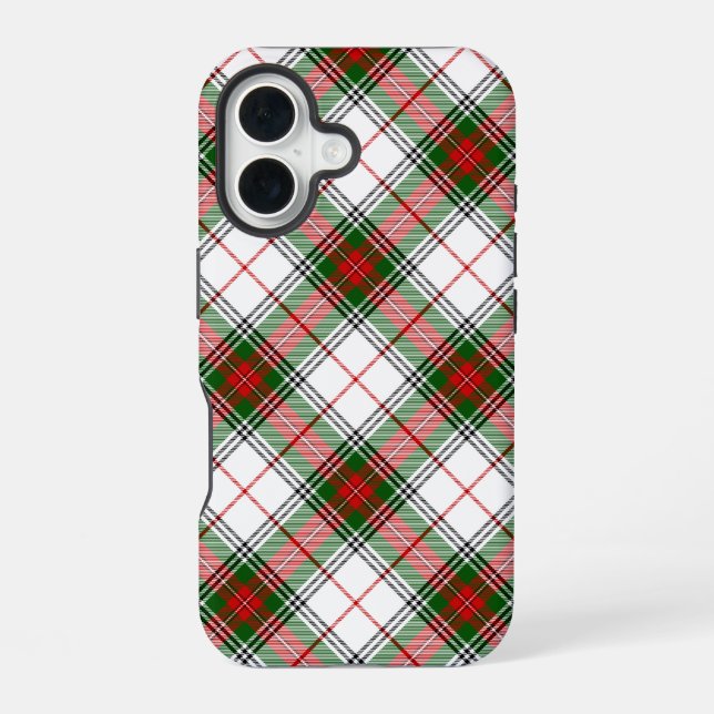 Funda Para iPhone 16 Stuart / Stewart tartan blanco rojo platillo verde (Reverso )