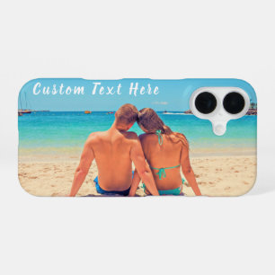 Funda Para iPhone 16 Su estuche para iPhone fotográfico con texto Perso