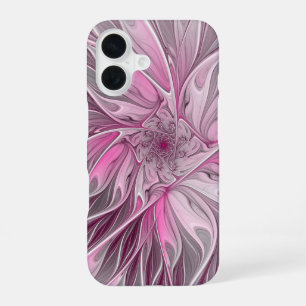 Funda Para iPhone 16 Sueño de flor rosa fractal, patrón de fantasía flo