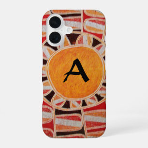 Funda Para iPhone 16 SUN SOLAR ENERGY MONOGRAM naranja amarillo rojo ne