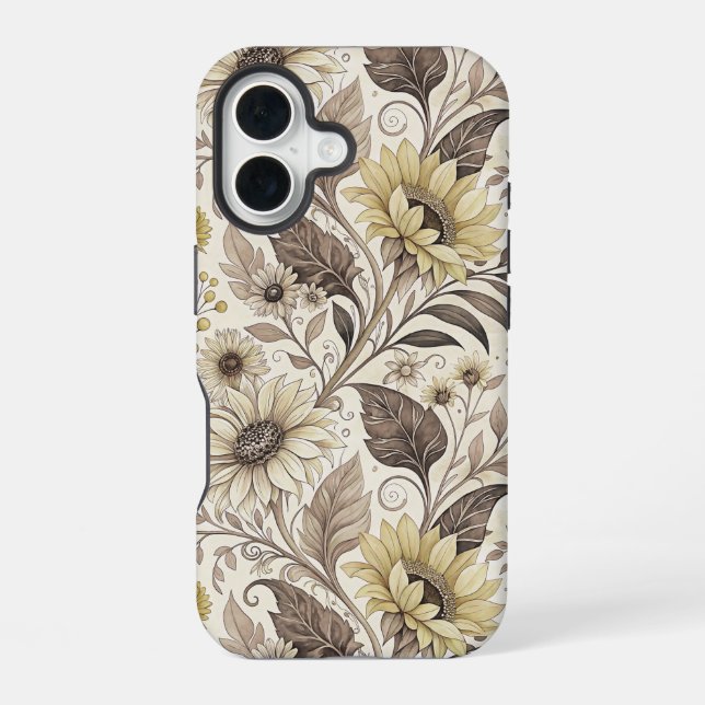 Funda Para iPhone 16 Sunflowers Boho Art Nouveau (Reverso )