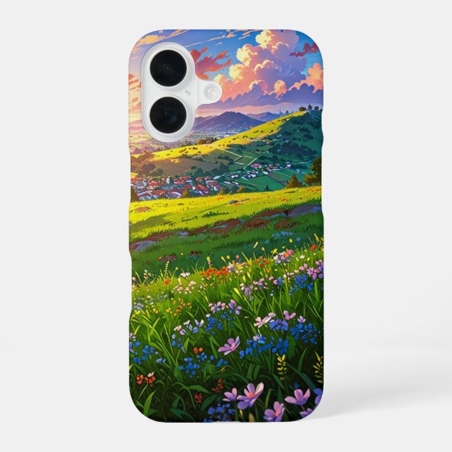 Funda Para iPhone 16 Sunset Over Spring Hills (Reverso )