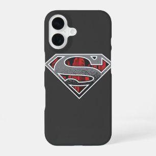 Funda Para iPhone 16 Superman S-Shield Logo de la ciudad gris y rojo