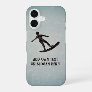 Funda Para iPhone 16 Surfista con aspecto metálico, negro y gris acero,