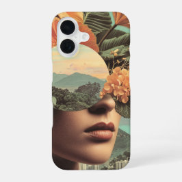 Funda Para iPhone 16 Surreal Female Portrait with Floral Elements