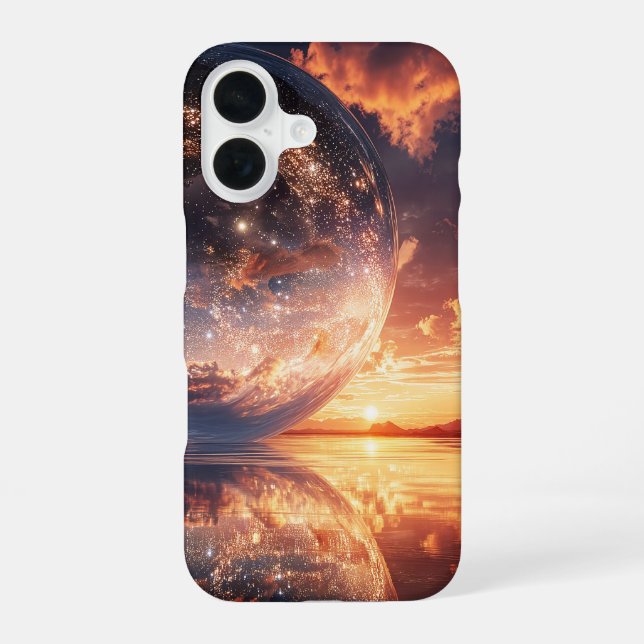 Funda Para iPhone 16 Surreal Reflective Sphere Containing Stars (Reverso )