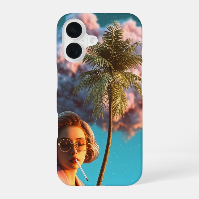 Funda Para iPhone 16 Surreal Woman with Palm Tree (Reverso )