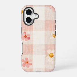 Funda Para iPhone 16 Sweet Gingham Blossoms - Estuche para teléfono Cot