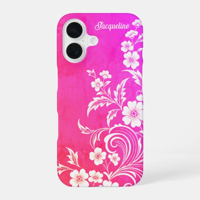 Funda Para iPhone 16 Swirl Floral De Glam Rosa Caliente (Reverso )