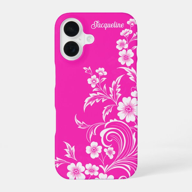 Funda Para iPhone 16 Swirl Floral De Glam Rosa Caliente (Reverso )