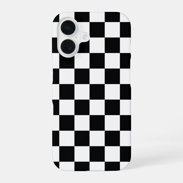 Funda Para iPhone 16 tablero de ajedrez blanco negro (Reverso )