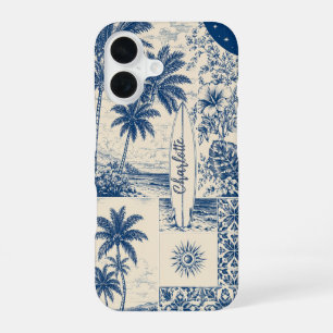 Funda Para iPhone 16 Tablón de Surf Tropical Azul