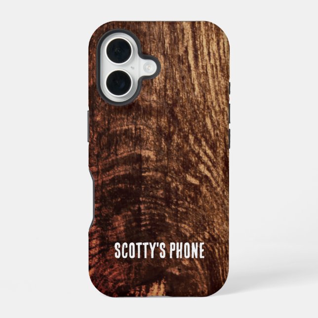 Funda Para iPhone 16 Tablones de cedro | patrón de grano de madera rúst (Reverso )