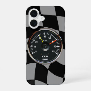 Funda Para iPhone 16 Tacómetro de coche analógico vintage de carreras