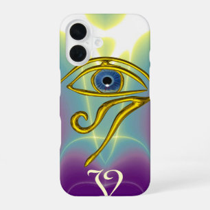 Funda Para iPhone 16 TALISMÁN AZUL MONOGRAMA Verde azulado, blanco mor