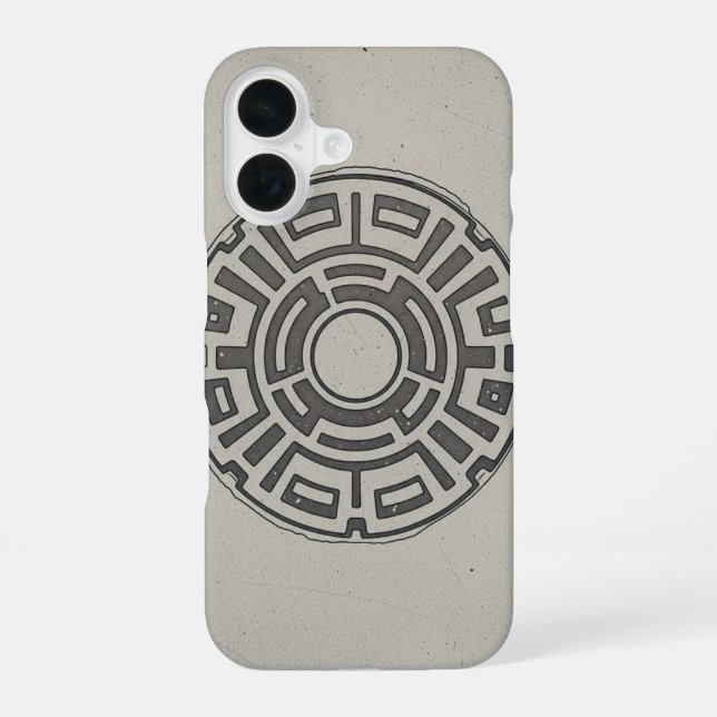Funda Para iPhone 16 Tapa de Alcantarillado Retro (Reverso )