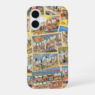Funda Para iPhone 16 Tarjeta postal antigua de California CA Collage de