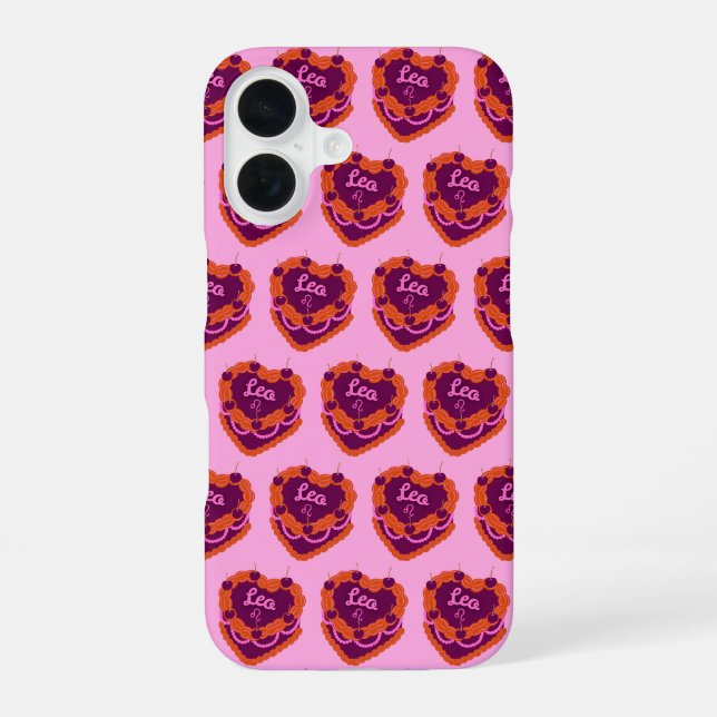 Funda Para iPhone 16 Tarta de cumpleaños corazón coqueta Leo Zodiaco (Reverso )