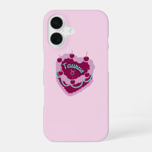 Funda Para iPhone 16 Tarta de cumpleaños de corazón pastel de Tauro