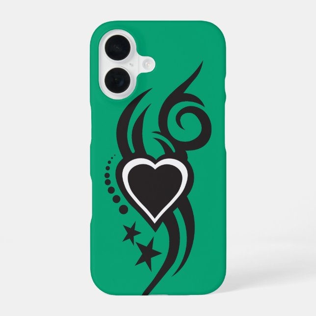 Funda Para iPhone 16 Tatuaje de corazón floral ornamental (Reverso )