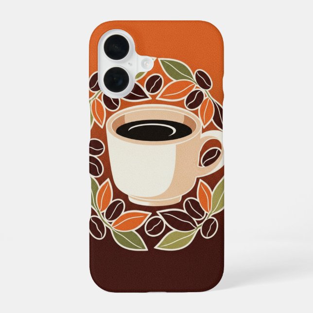 Funda Para iPhone 16 Taza de café floral retro (Reverso )