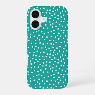 Funda Para iPhone 16 Teal Polka Dot Pattern Phone Case