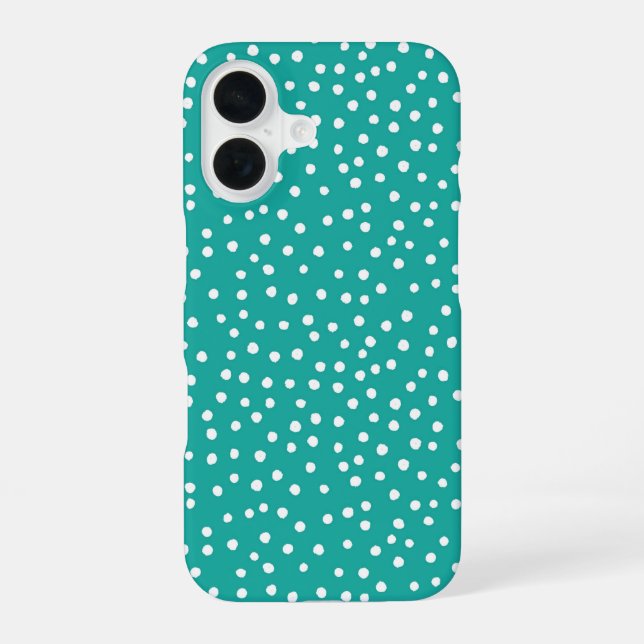 Funda Para iPhone 16 Teal Polka Dot Pattern Phone Case (Reverso )