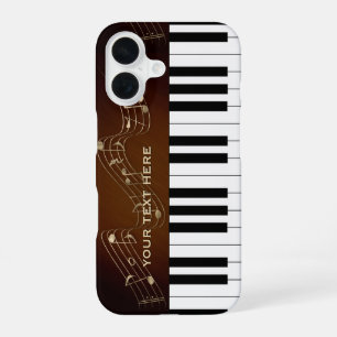 Funda Para iPhone 16 Teclas de piano en blanco y negro Regalos musica