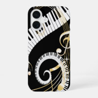 Teclas de piano y notas musicales doradas iphone5