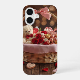 Funda Para iPhone 16 Teddy Rose Basket Romantic Valentine Aesthetic