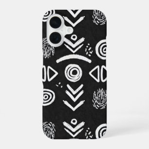 Funda Para iPhone 16 Tela de barro audaz – Patrón negro y blanco